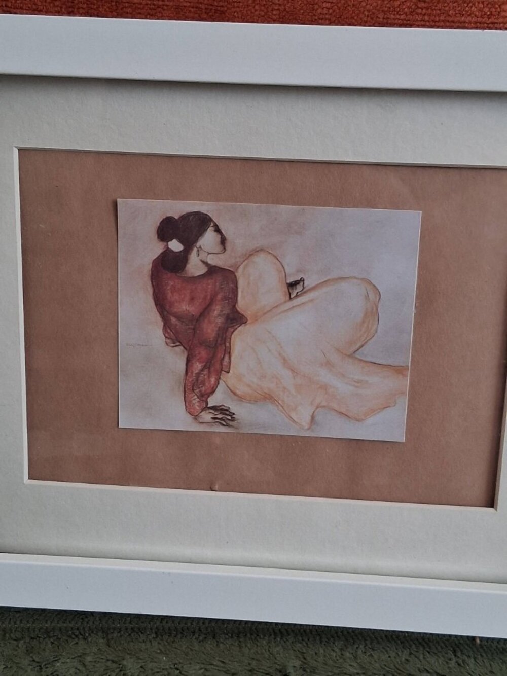 Vintage RC Gorman Seated Navajo Woman Framed Art Print Southwest Fine Art